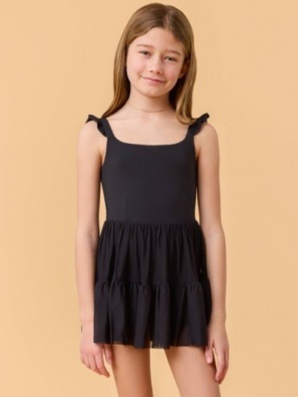 Blogilates Girls' Mommy & Me Ballerina Ruffle Dress -I Black